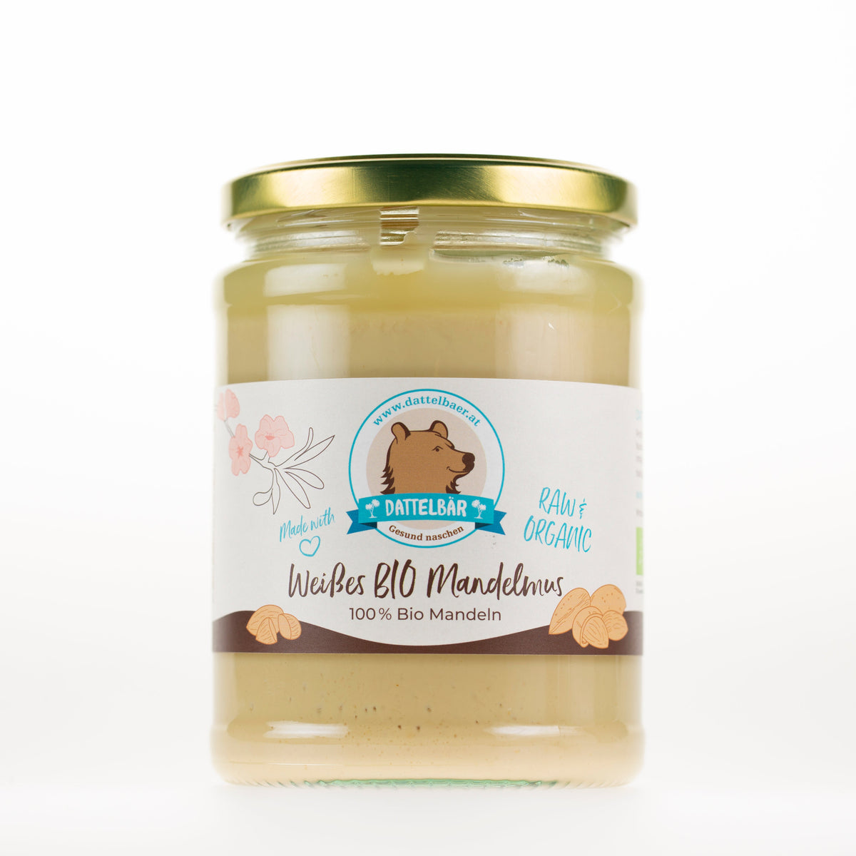 BIO Mandelmus weiß roh – 100% Mandel, fein & pur - DATTELBÄR - DB_NM_3 - DATTELBAER