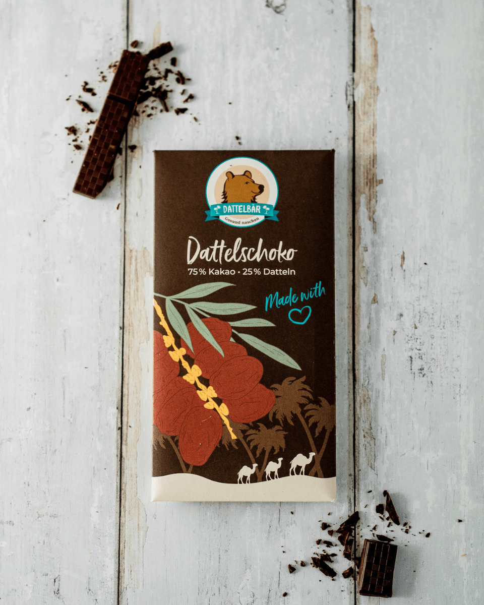 Dattel - Schokolade BIO – 75% Kakao, edelbitter - DATTELBÄR - DB_SK_75 - DATTELBAER